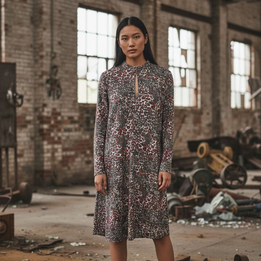 Lauren Vidal Multicolor Long Sleeve Dress